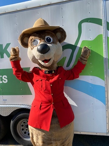 Mascot dressed in RCMP red serge
