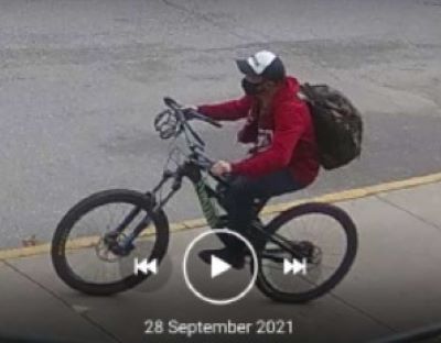 Male suspect on stolen bicycle