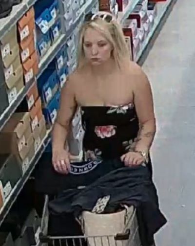 Female alleged to have stolen shoes, clothing & a purse