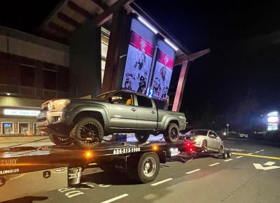 Two vehicles on tow truck impounded for excessive speeding